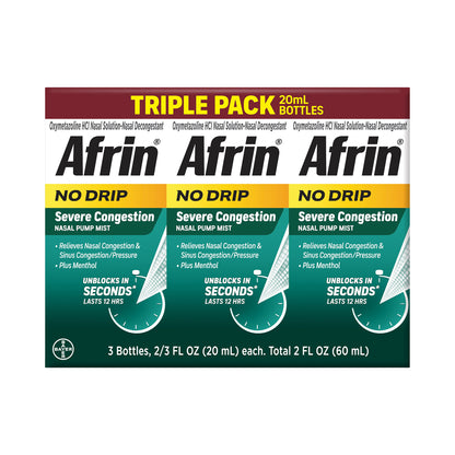 Afrin No Drip Severe Congestion 12 Hour Nasal Pump Mist, 60 Ml
