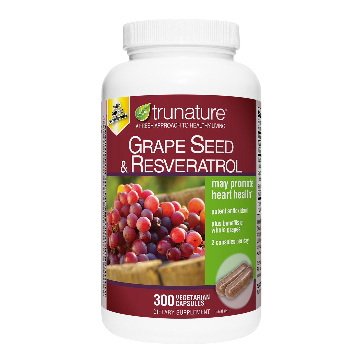 Trunature Grapeseed with Resveratrol, 300 Capsules