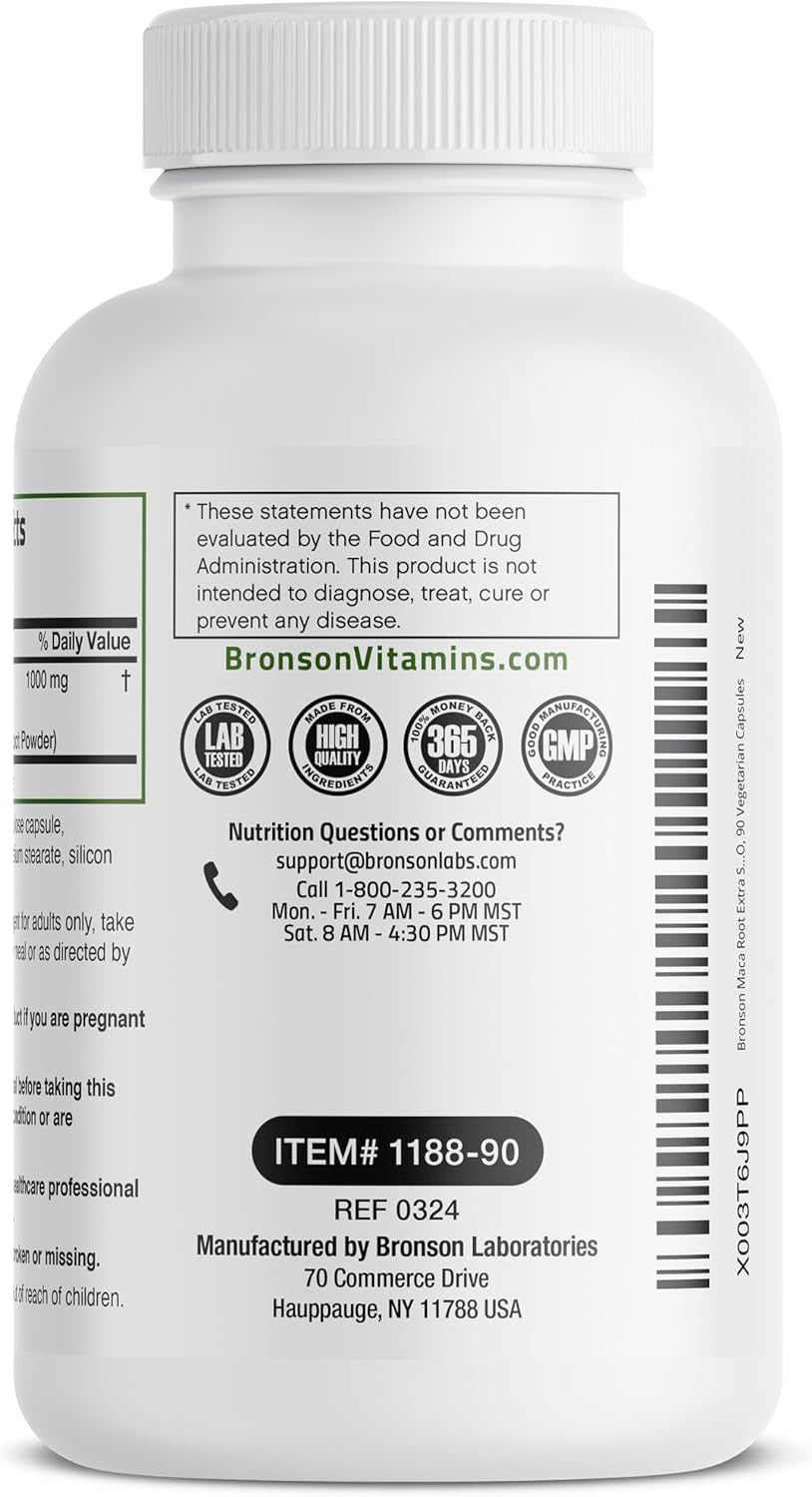 Bronson Maca Root Extra Lepidium Meyenii, Non-Gmo, 90 Vegetarian Capsules
