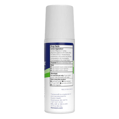 Theraworx Muscle Cramps Roll-On, with Magnesium Sulfate 3Oz, 2-Pack