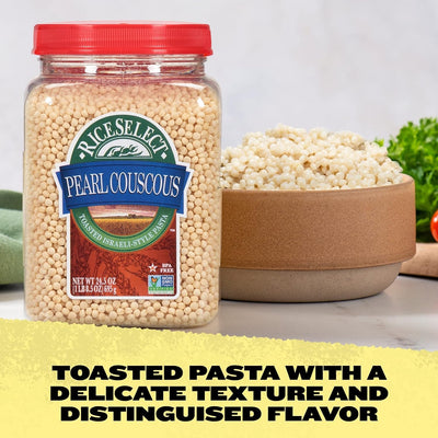 Riceselect Pearl Couscous, Israeli-Style Wheat Couscous Pasta, Non-Gmo, 24.5-Ounce Jar, (Pack of 1)