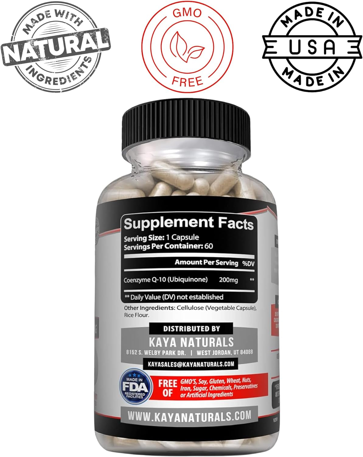Naturals - Coq10 Power Antioxidant Supplement for Vascular, Heart Health, Healthy Blood Pressure Levels, and Immune Function - Restores Daily Cellular and Energy Production - 60 Veggie Capsules