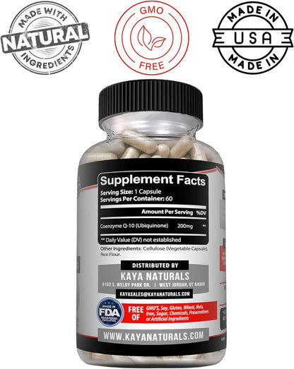 Naturals - Coq10 Power Antioxidant Supplement for Vascular, Heart Health, Healthy Blood Pressure Levels, and Immune Function - Restores Daily Cellular and Energy Production - 60 Veggie Capsules