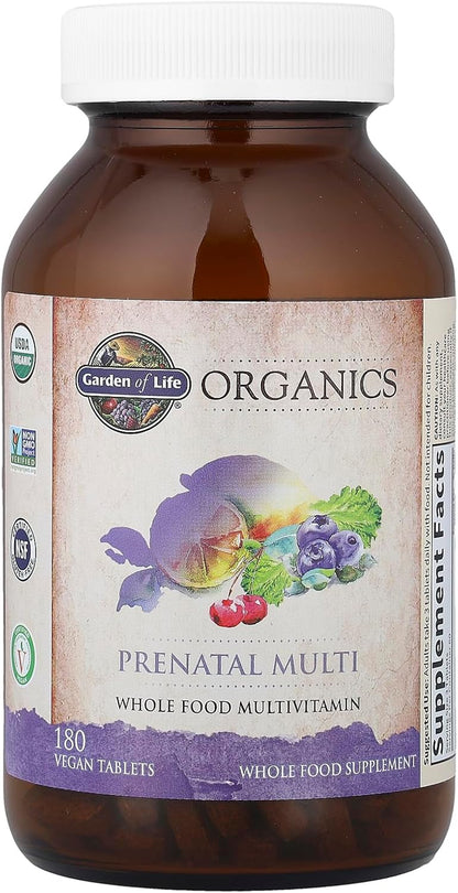 Garden of Life Organics Women’S Prenatal Multivitamin with Vitamin D3, B6, B12, C & Iron, Folate for Energy & Healthy Fetal Development – Organic, Non-Gmo, Gluten-Free, Vegan, 60 Day Supply