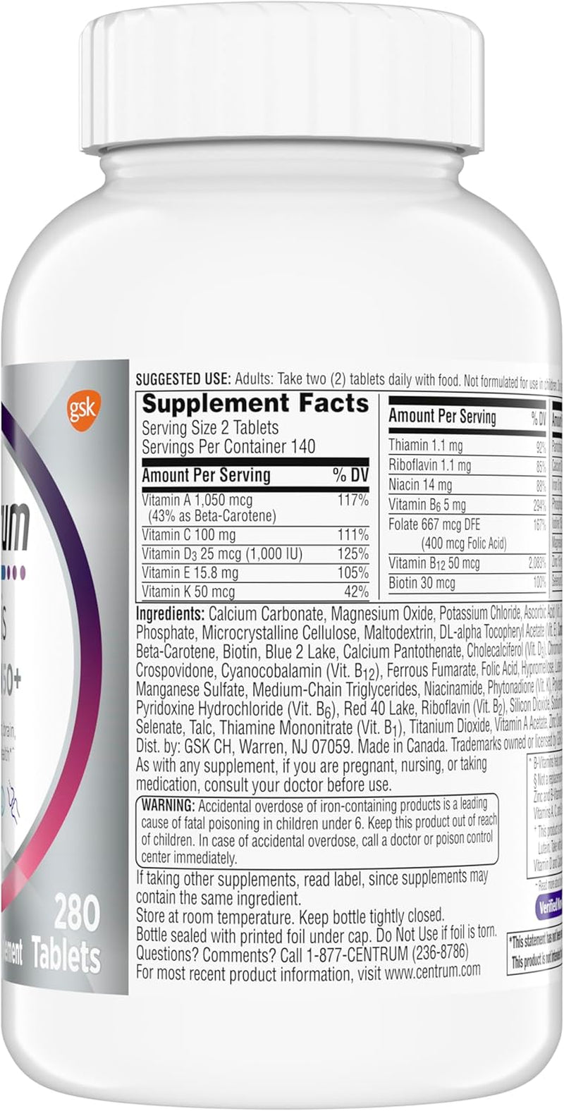 Centrum Minis Silver Women'S Multivitamin for Women 50 Plus, Multimineral Supplement with Vitamin D3, B Vitamins, Non-Gmo Ingredients, Supports Memory and Cognition in Older Adults - 280 Ct