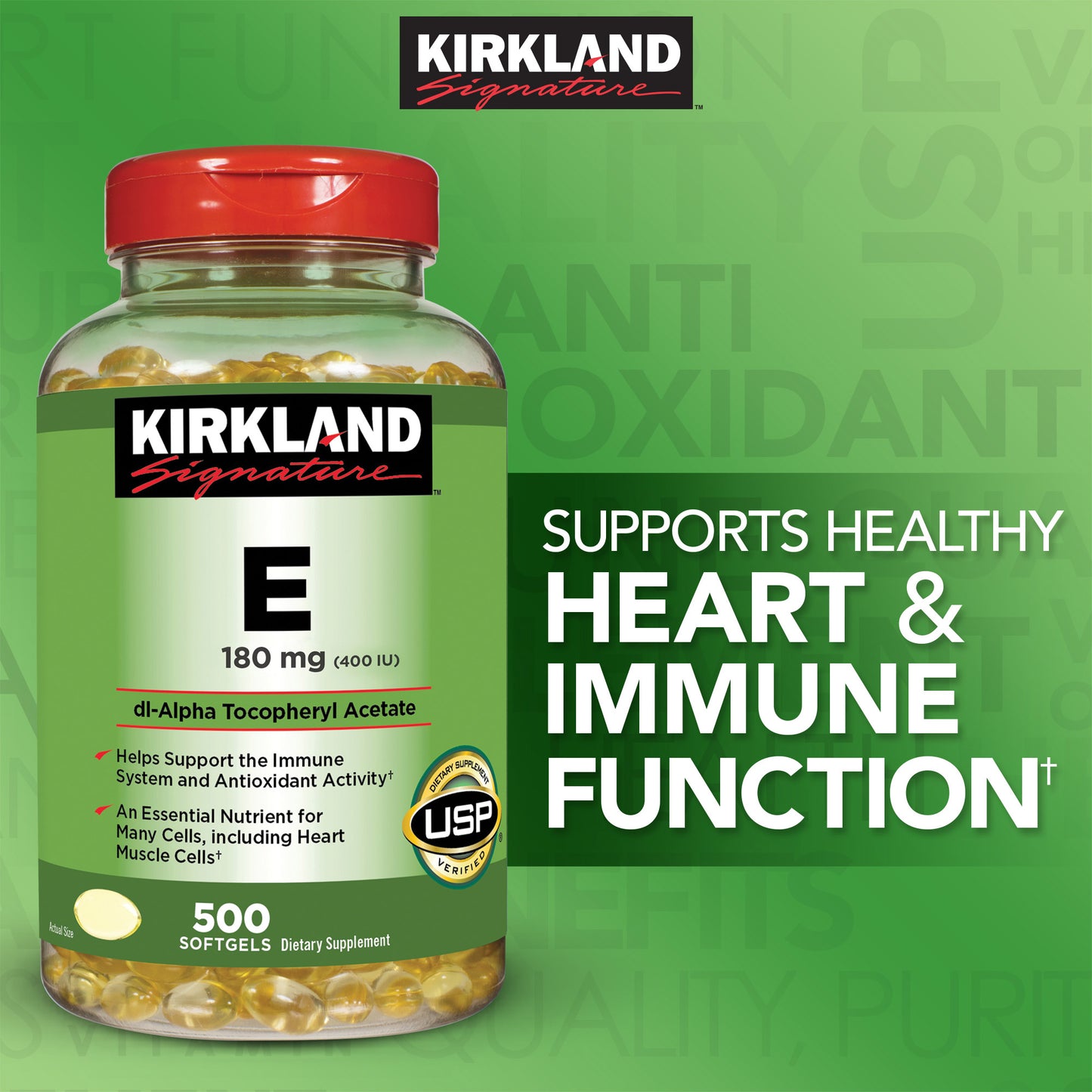 Kirkland Signature Vitamin E 180 Mg., 500 Softgels