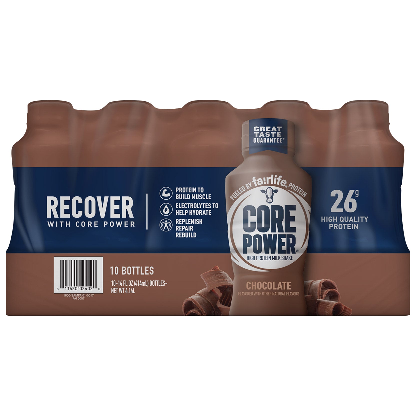 Core Power Protein Shake, Chocolate, 14 Fl Oz, 10-Pack