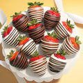 Home Delivery One Dozen Milk, Dark & White Delight Dipped Strawberries & Caramel Apple Duo 