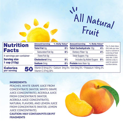 Dole Fruit Bowls Diced Peaches in 100% Juice Snacks, 4Oz 4 Total Cups, Gluten & Dairy Free, Bulk Lunch Snacks for Kids & Adults