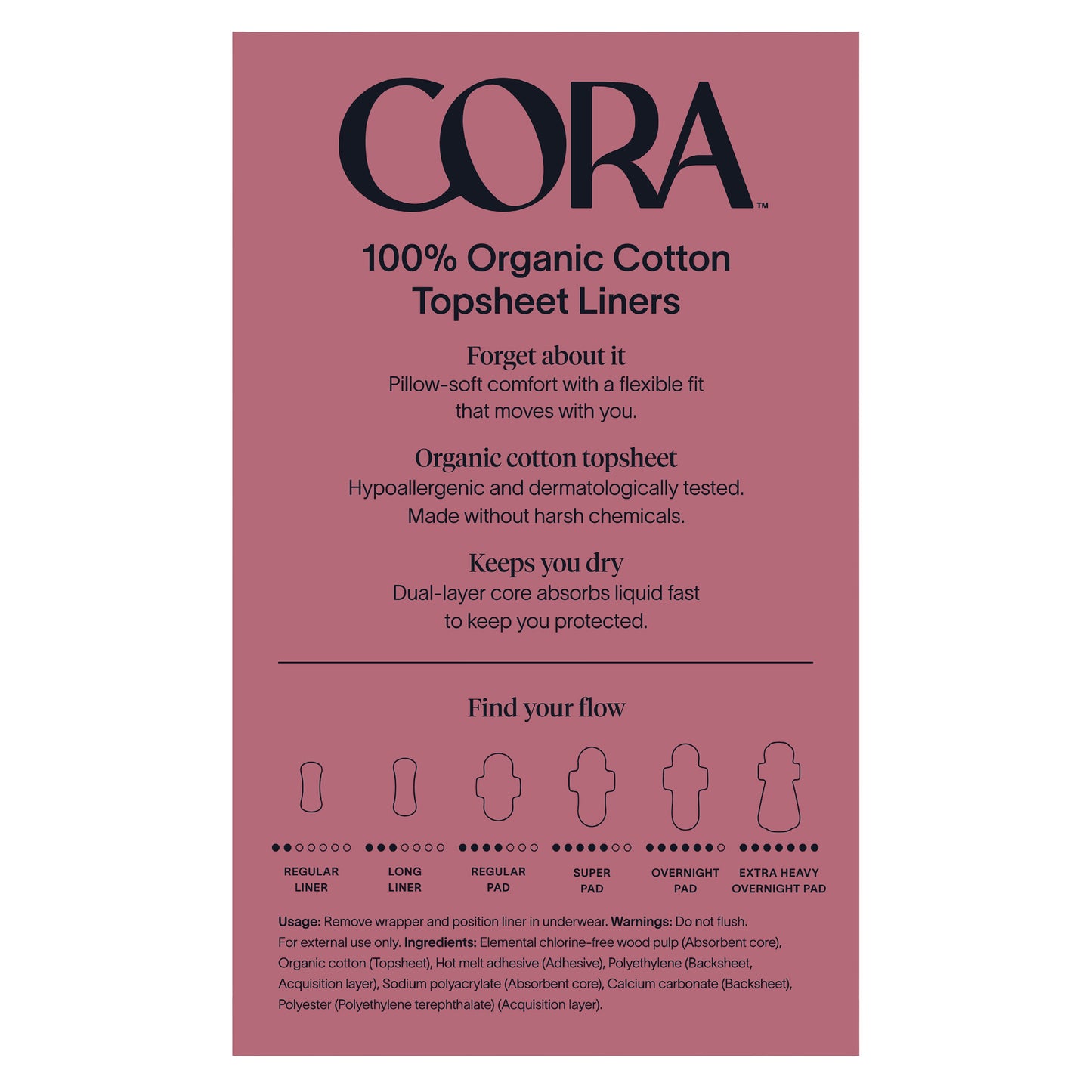 Cora 100% Organic Cotton Topsheet Liners, 160Ct