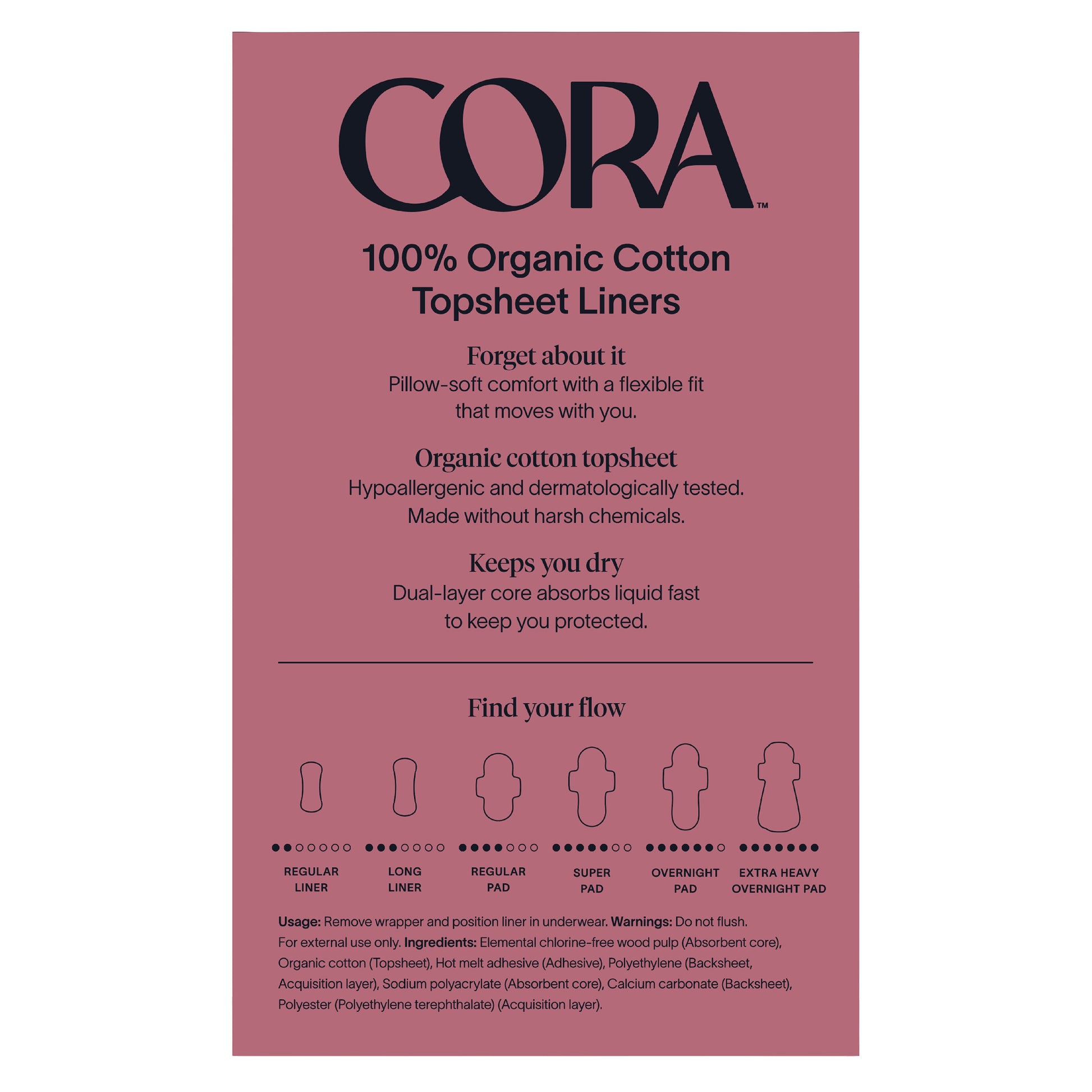 Cora 100% Organic Cotton Topsheet Liners, 160Ct