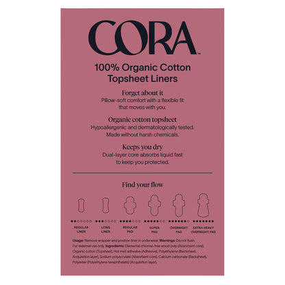 Cora 100% Organic Cotton Topsheet Liners, 160Ct