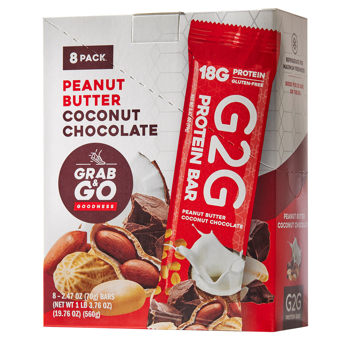 G2G 3-Pack Peanut Butter Coconut Chocolate Protein Bars 24-Count