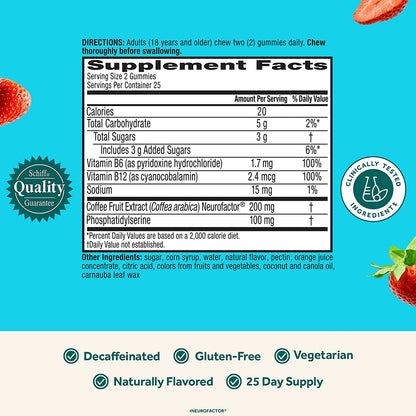 NEURIVA plus Brain Supplement for Memory,Focus & Concentration+Cognitive Function with Vitamins B6 & B12 and Clinically Tested Nootropics Phosphatidylserine and Neurofactor,50Ct Strawberry Gummies