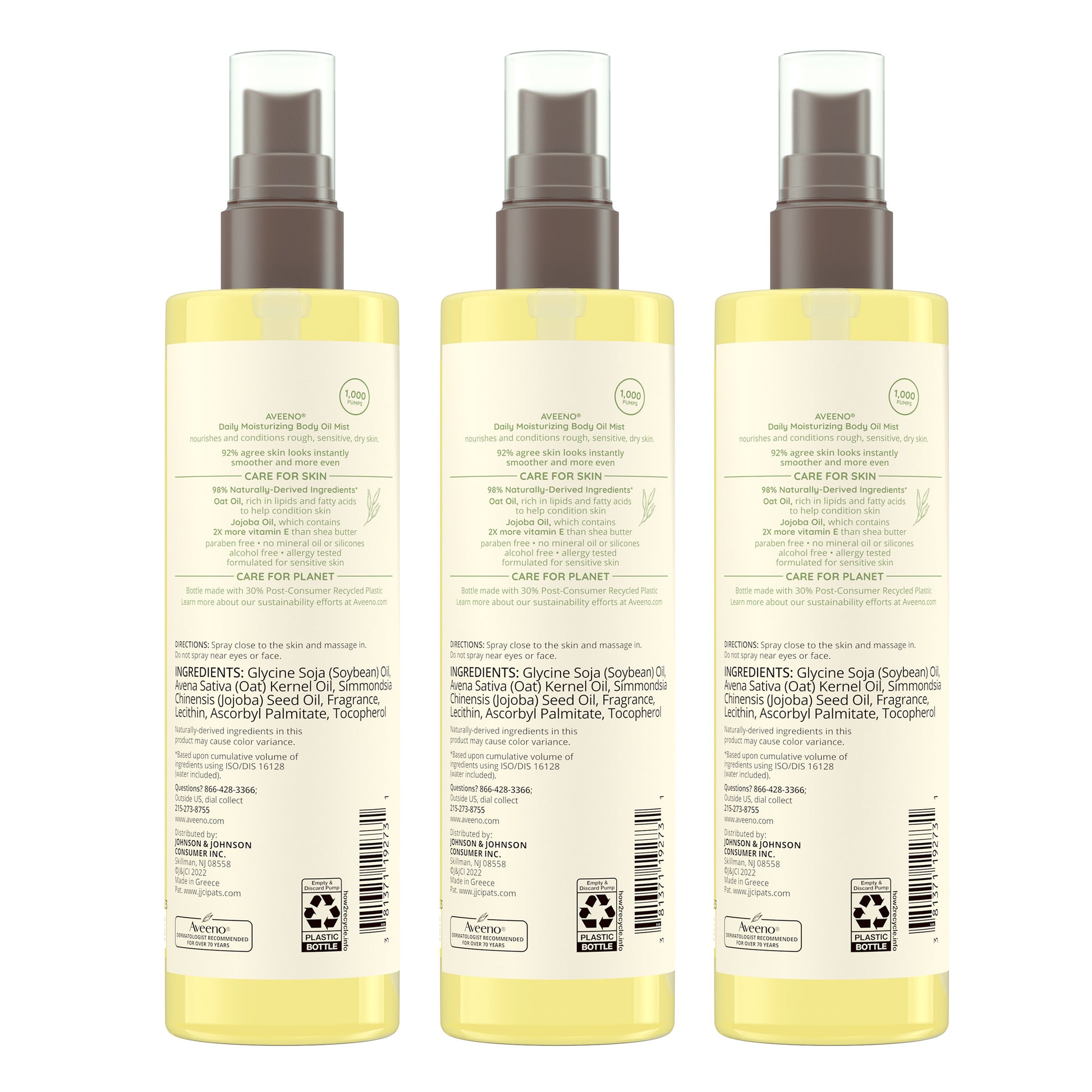 Aveeno Daily Moisturizing Oil Mist, 6.7 Fl Oz, 3-Pack