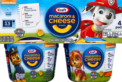 Kraft Macaroni & Cheese Paw Patrol Shapes Dinner (1.9 Oz Cups, 4 Count), Packaging May Vary