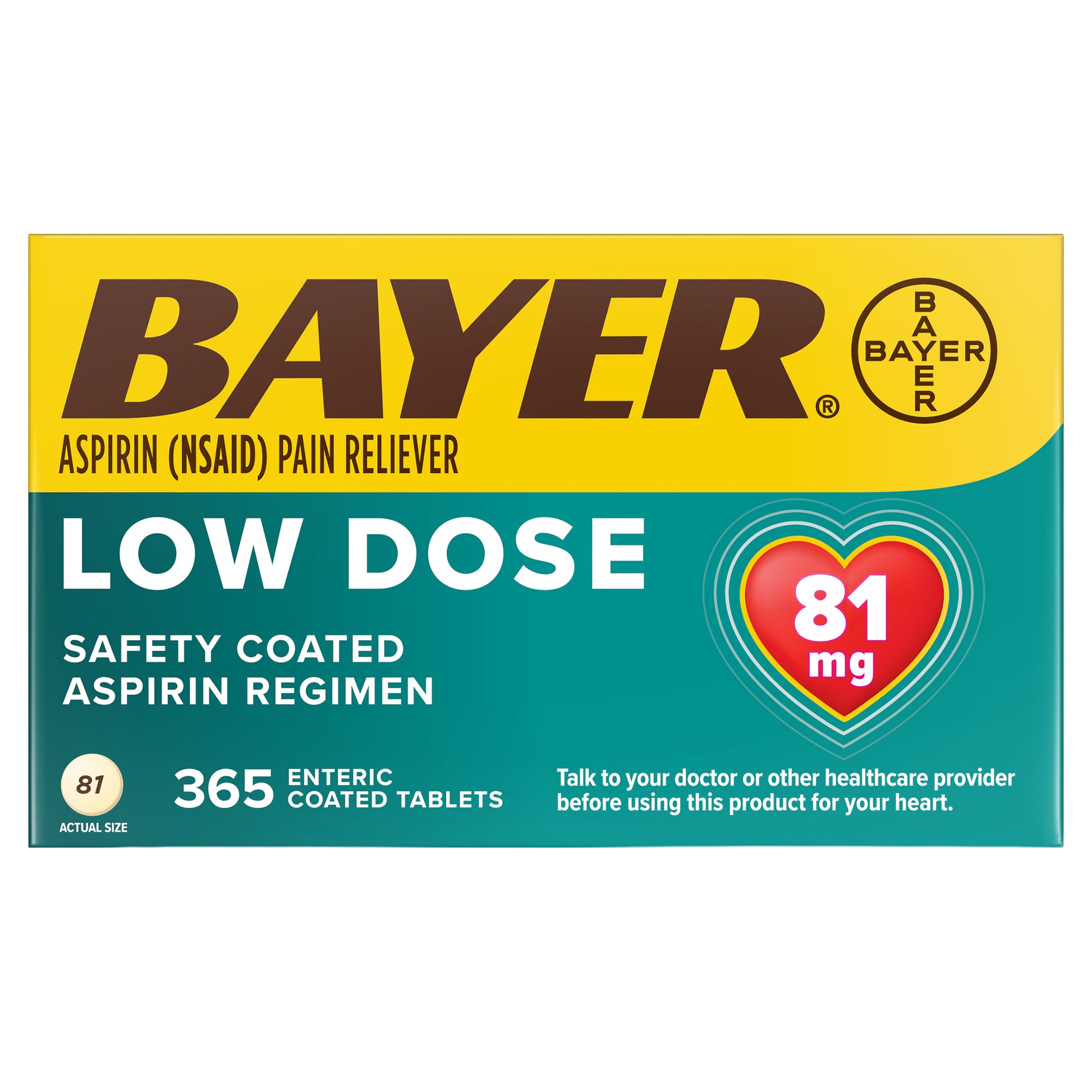 Bayer Aspirin Regimen Low Dose 81 Mg., 365 Enteric Coated Tablets