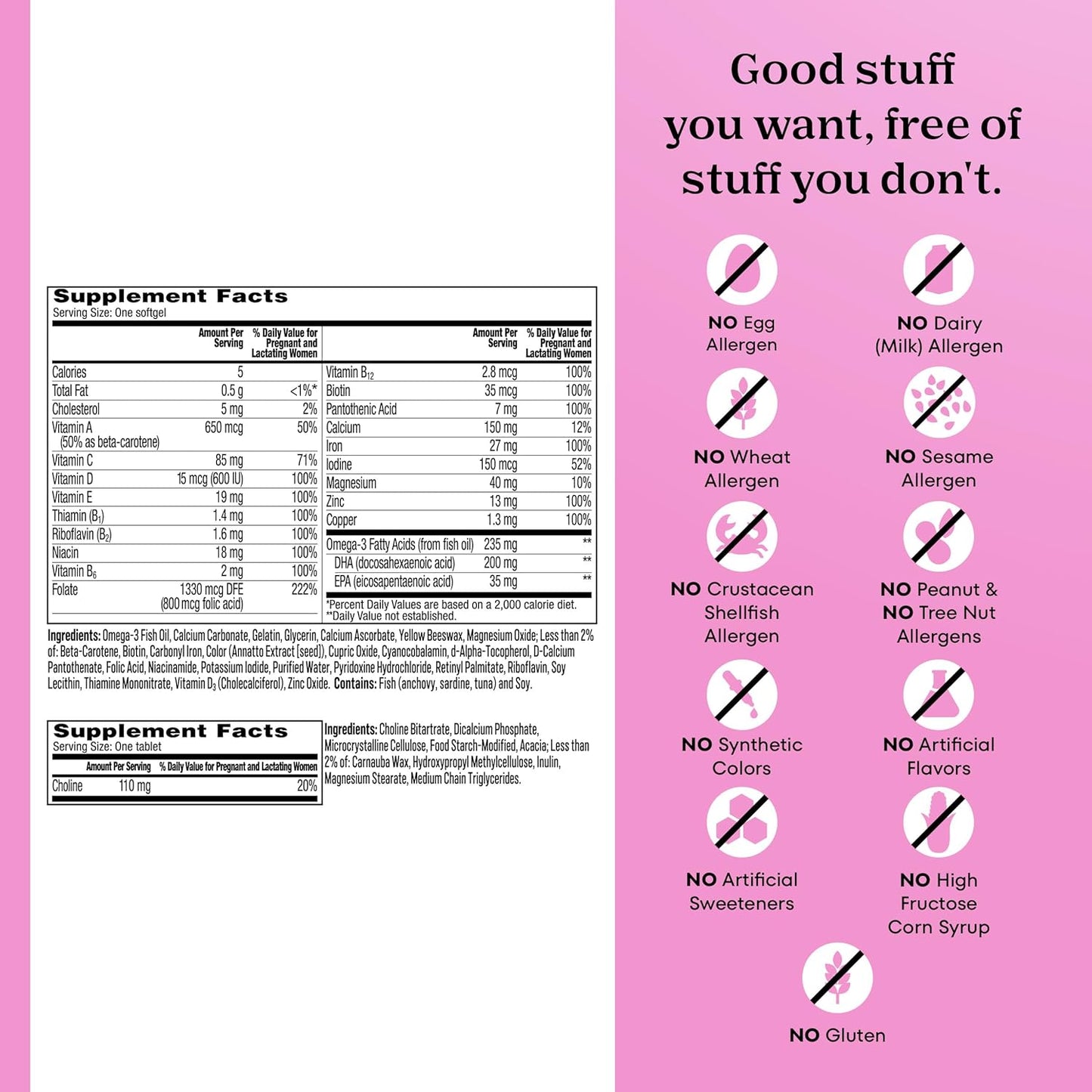 One a Day Prenatal Advanced- Prenatal Vitamins with Folic Acid, Choline, DHA & Iron, Pregnancy Vitamins for Women to Support Baby’S Development, 60+60 Ct (120 Total Set) (Packaging May Vary)