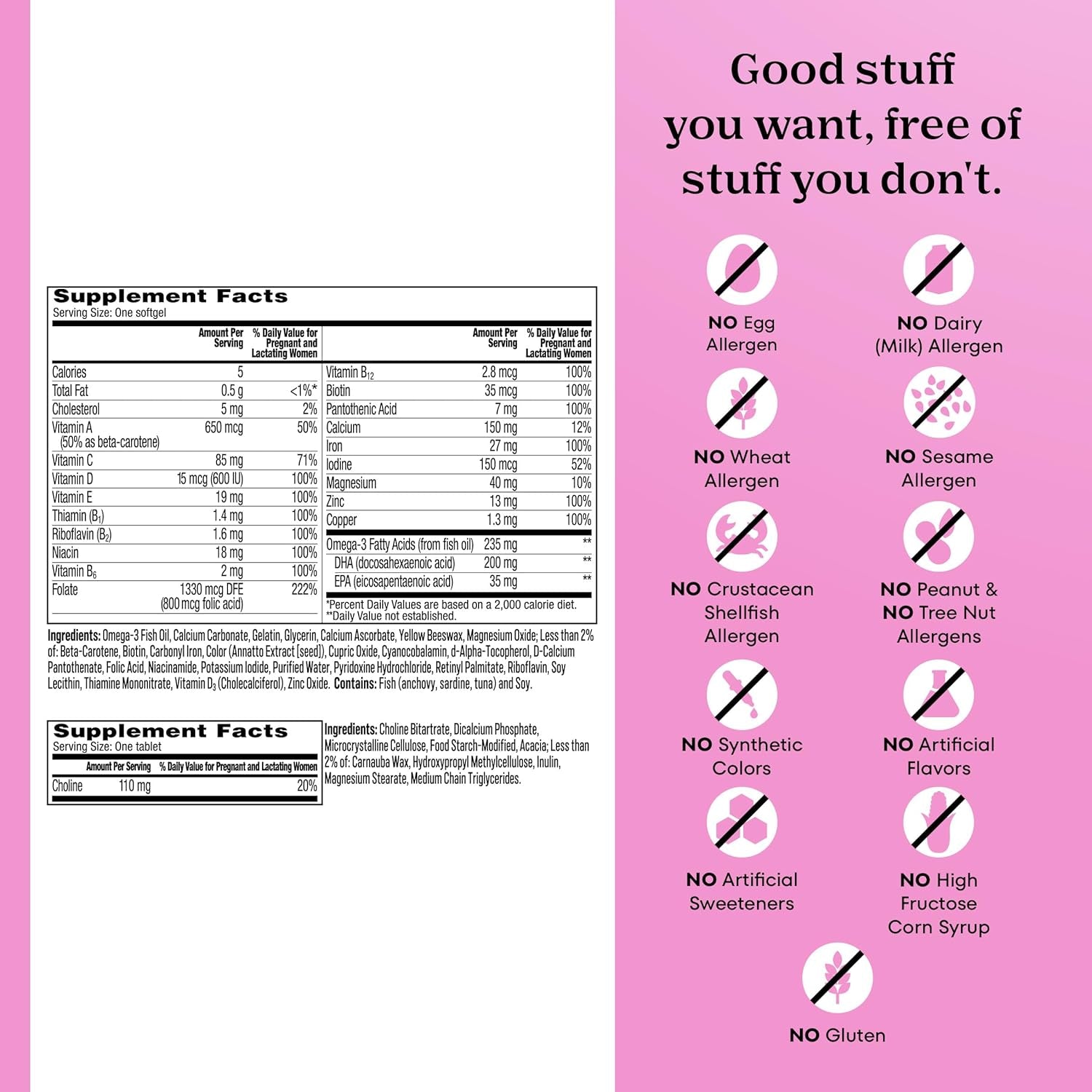 One a Day Prenatal Advanced- Prenatal Vitamins with Folic Acid, Choline, DHA & Iron, Pregnancy Vitamins for Women to Support Baby’S Development, 60+60 Ct (120 Total Set) (Packaging May Vary)