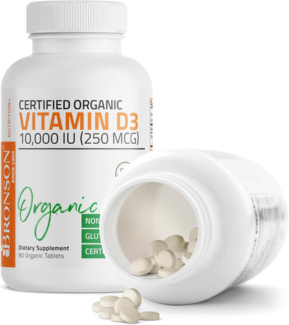 Bronson Vitamin D3 10,000 IU for Immune Support, Healthy Muscle Function & Bone Health, High  Organic Non-Gmo Vitamin D Supplement, 90 Tablets