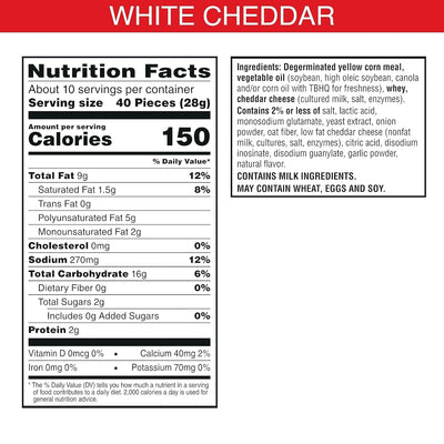 Cheez-It Puff'D Cheesy Baked Snacks, Puffed Snack Crackers, Kids Snacks, White Cheddar, 9.6Oz Bag (1 Bag)