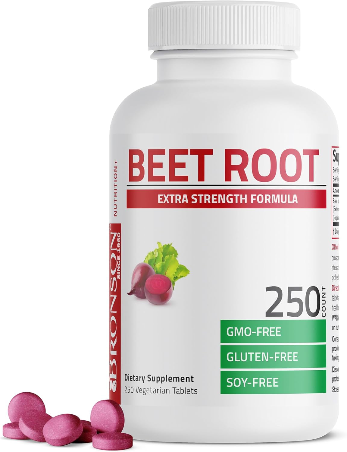 Bronson Beet Root Extra Strength, Non-Gmo, 250 Vegetarian Tablets