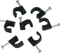 Mazuu Black round Cable Clamps with Steel Nails,(Pack of 100) (8MM)