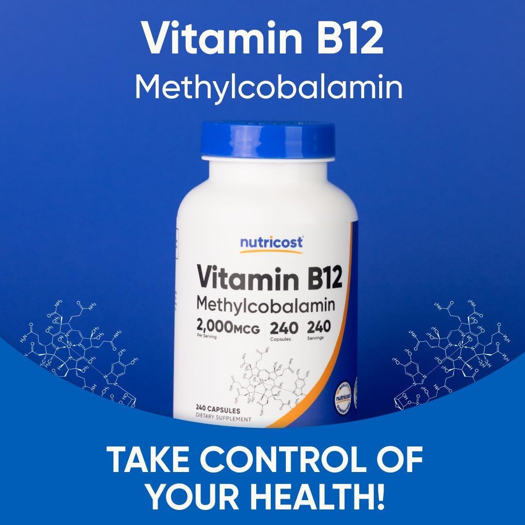Vitamin B12 (Methylcobalamin) 2000Mcg, 240 Capsules - Vegetarian Caps, Non-Gmo, Gluten Free B12 Supplement