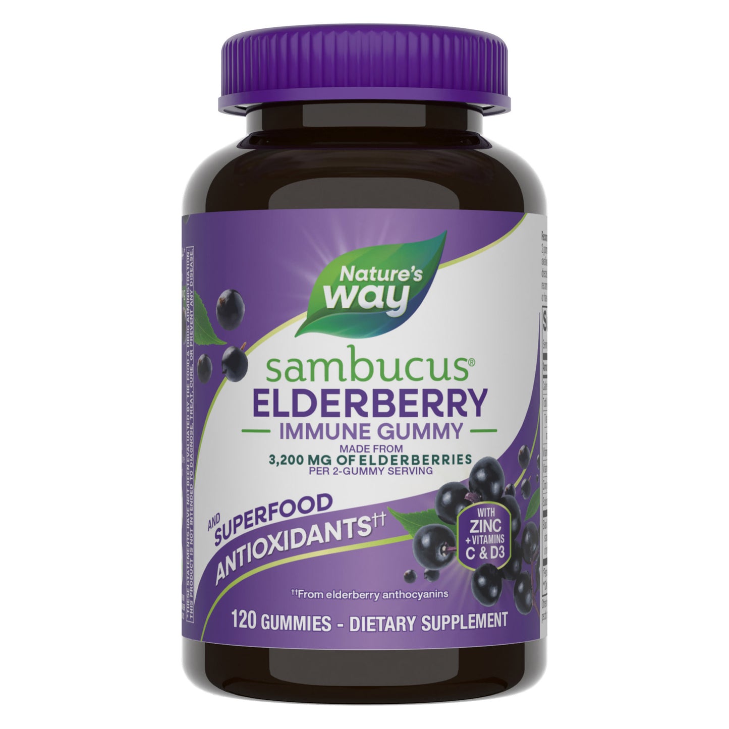 Nature'S Way Sambucus Elderberry with Vitamin C and Zinc, 120 Gummies