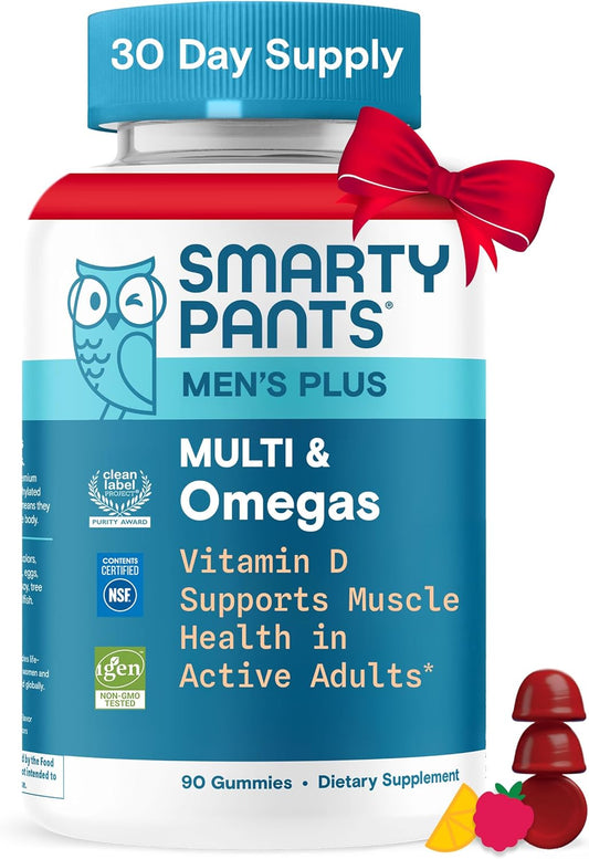 Smartypants Men'S Multivitamin Gummies - Improved Formula: Omega 3 (DHA/EPA), Methylfolate, Vitamin D3, C, Vitamin B12, B6, Vitamin A, K, Zinc & Selenium, Gluten Free, 90 Count (30 Day Supply)