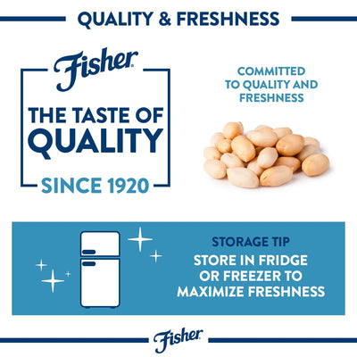 Fisher Peanuts, 5.15 Oz Resealable Bag Roasted Unsalted Nuts for Cooking, Baking, or Snacking, Natural & Gluten Free Cocktail Nuts Snack, Vegan, Keto, Plant Based Protein
