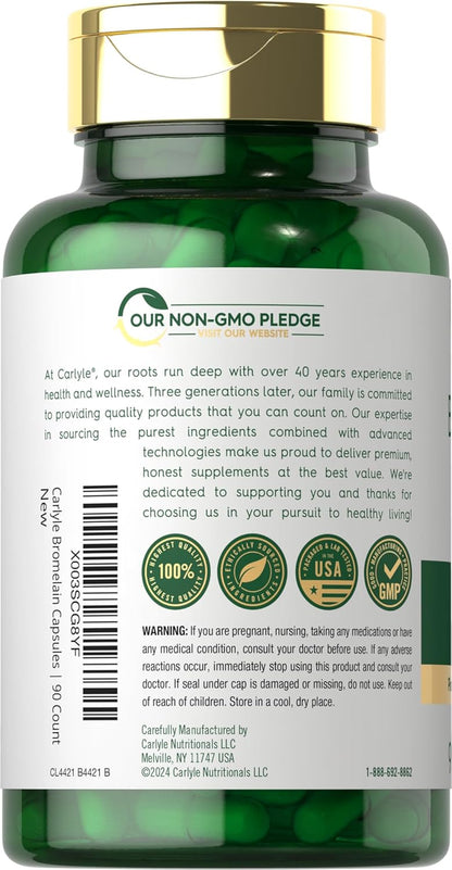 Carlyle Bromelain 1700 Mg | 90 Capsules | Pineapple Enzyme Supplement | Non-Gmo and Gluten Free