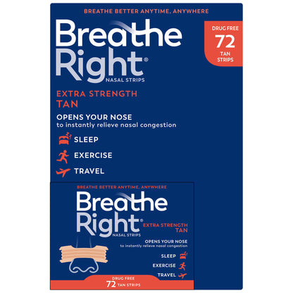 Breathe Right Extra Strength Nasal Strips, 72 Strips