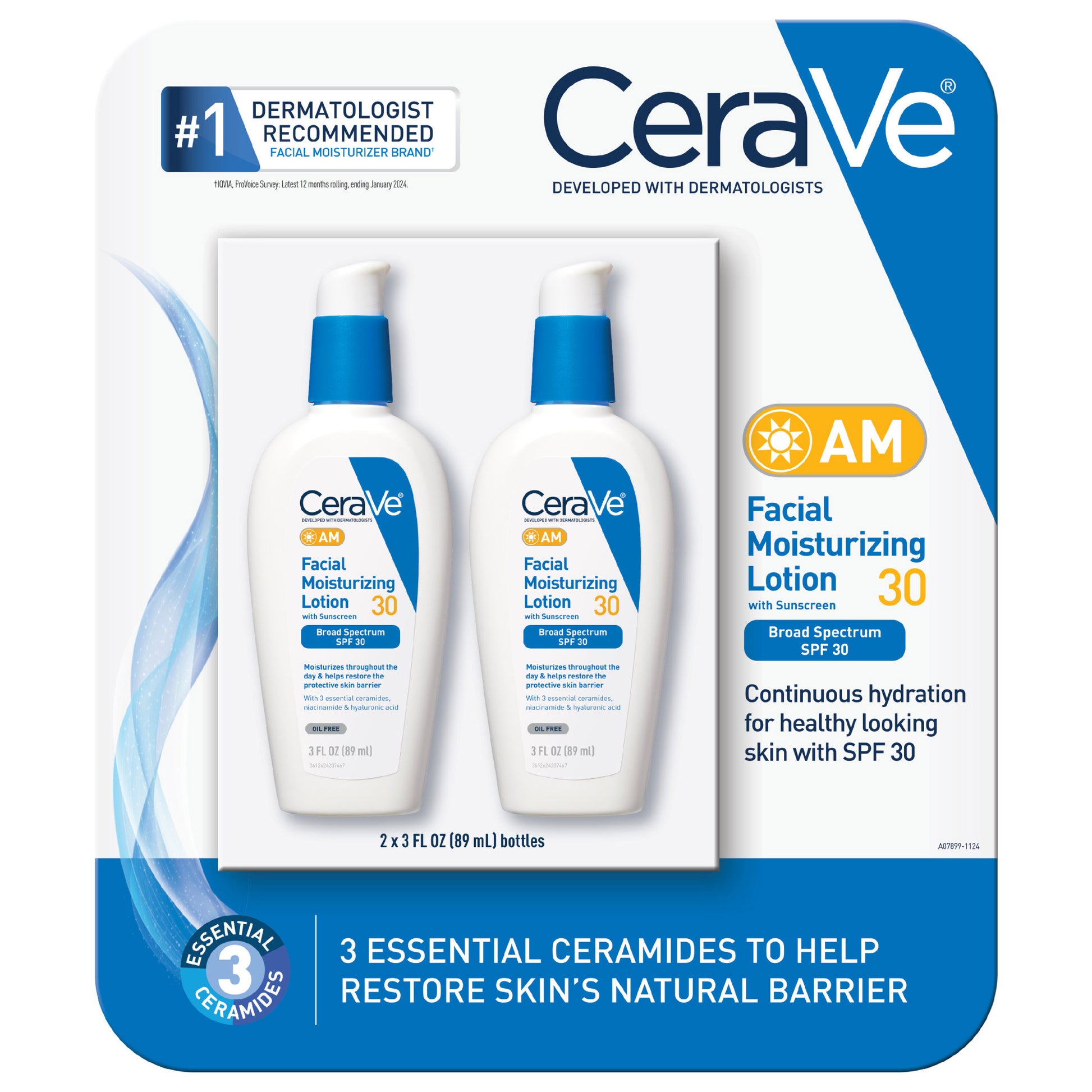 Cerave AM Facial Moisturizing Lotion 30 SPF, 3 Fl Oz, 2-Pack