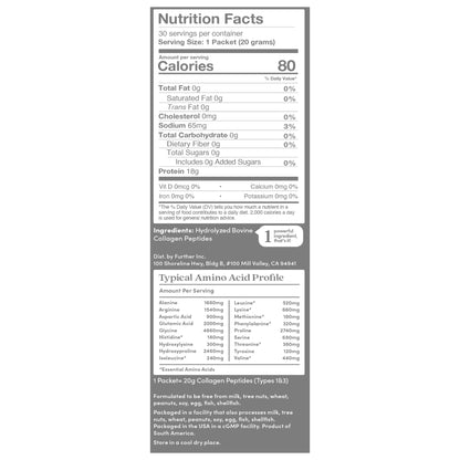 Further Food Collagen Stick Pack, Unflavored, 30-Count