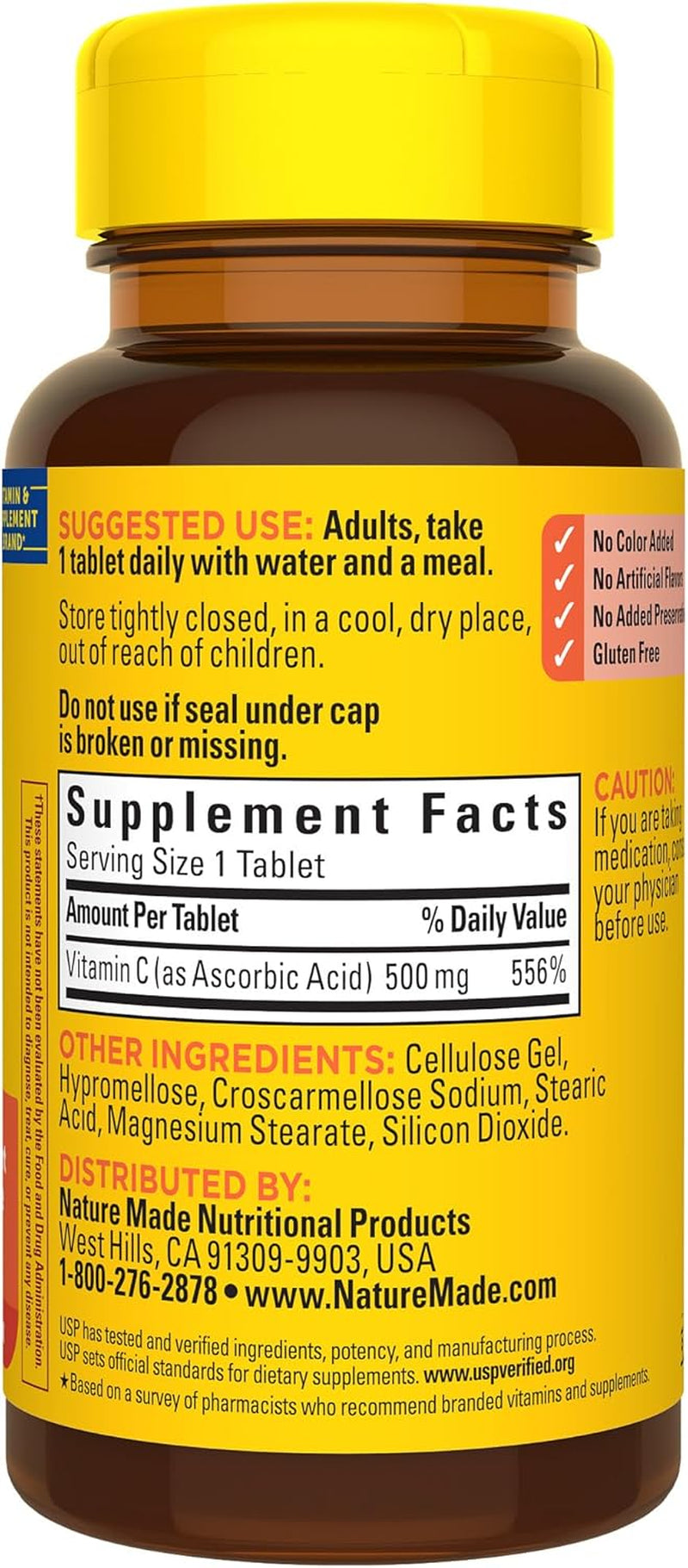 Nature Made Vitamin C 500 Mg Tablets, Dietary Supplement, Vitamin C for Immune Support, 100 Tablets, 100 Day Supply