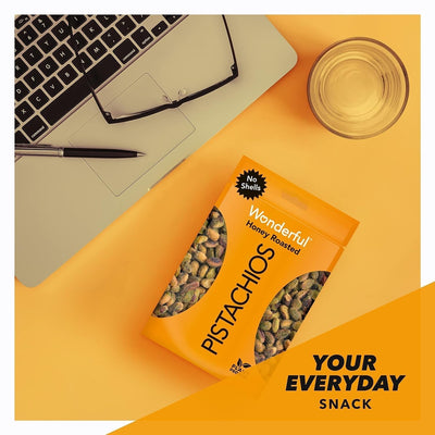 Wonderful Pistachios No Shells, Honey Roasted Nuts, 5.5 Ounce Resealable Bag, Protein Snack, On-The Go Snack