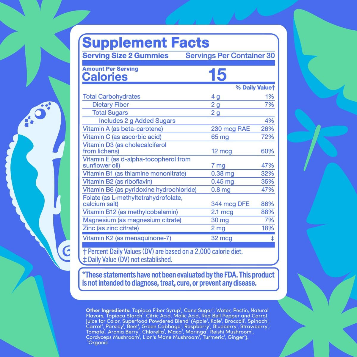 FIRST DAY Vitamins for Teens - Teen Multi Vitamins for Girls & Boys 12-17, Organic Fruit & Veggie Blend - 12 Key Nutrients: Vitamins A, B1, B2, B6, B9, B12, C, D3, E, K2-30 Day Supply