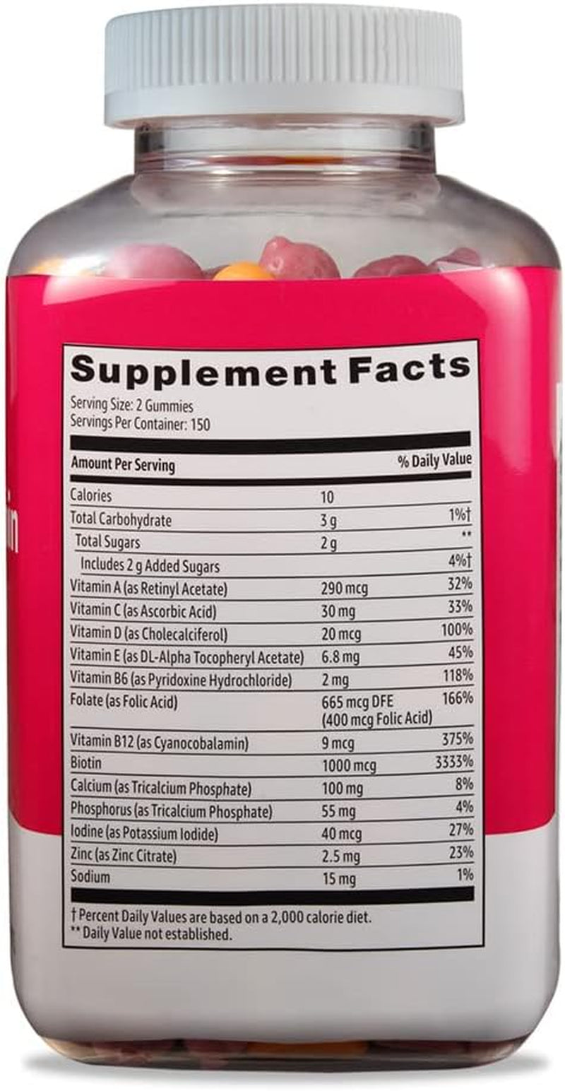 Women'S Multivitamin, Mixed Berry Flavor, Vegetarian & Gluten-Free, 300 Gummies (150 Servings) (Previously Solimo)