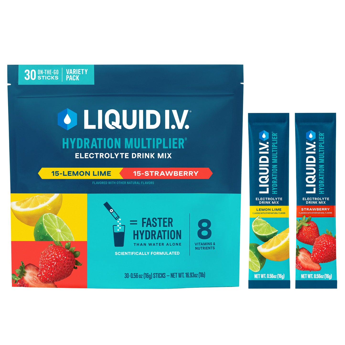 Liquid I.V. Hydration Multiplier, 30 Individual Serving Stick Packs in Resealable Pouch, Variety Pack