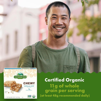Cascadian Farm Organic Vanilla Chip Chewy Granola Bars, 6 Bars, 7.4 Oz.