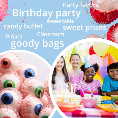 Gummy Candies - Jelly Filled Gummies - Gummy Eyeballs Halloween Candy Filled with Real Peach Jam - 5 Pcs Individually Wrapped Chewy Candy - Halloween Party Favor