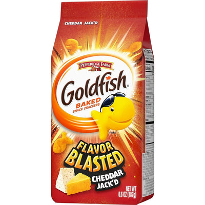 Goldfish Flavor Blasted Cheddar Jack'D Crackers, Snack Crackers, 6.6 Oz Bag