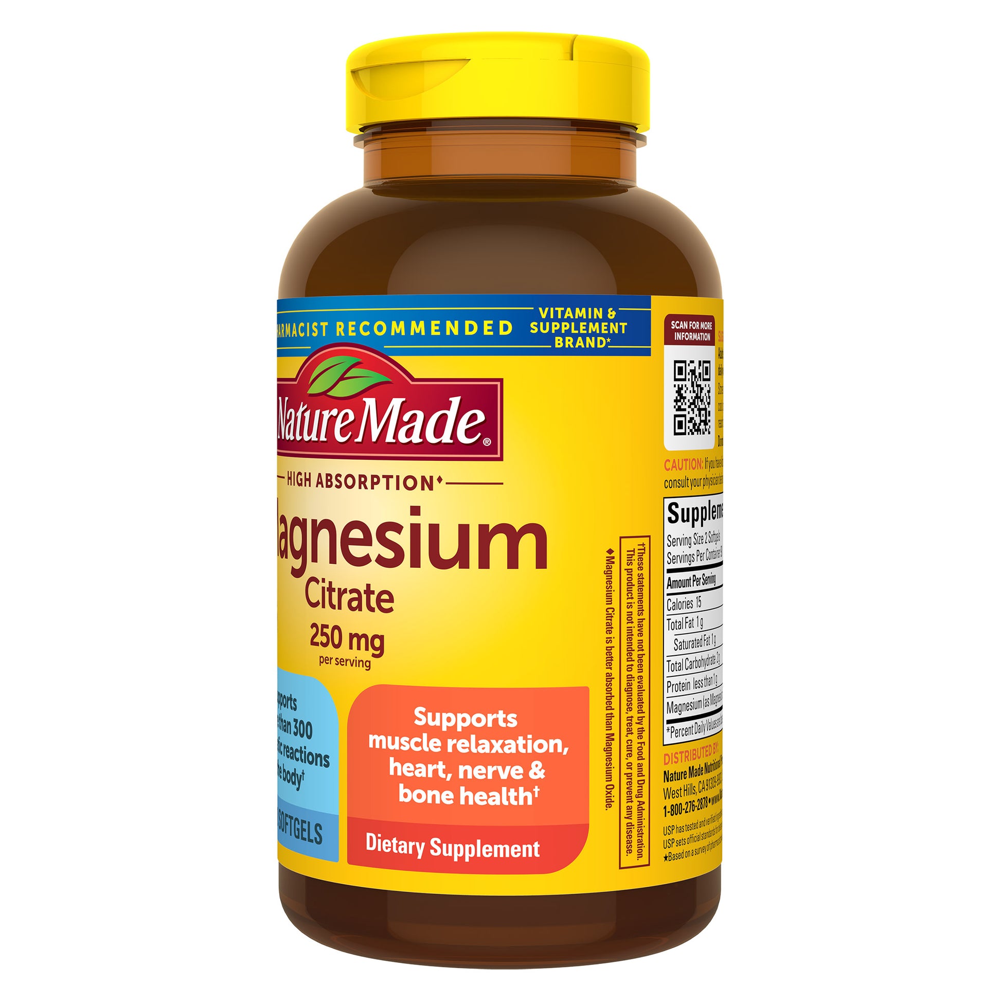 Nature Made Magnesium Citrate 250 Mg., 180 Softgels