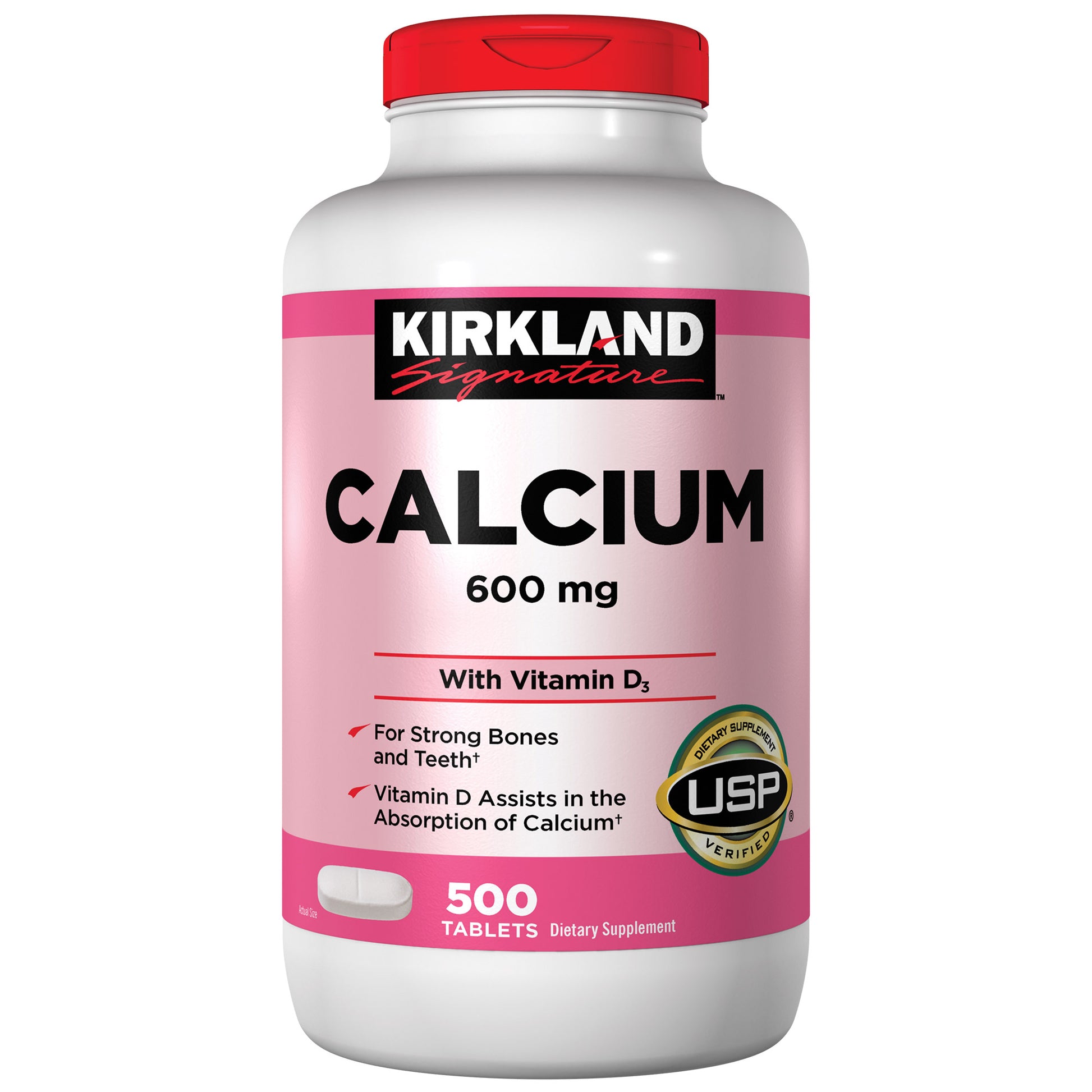 Kirkland Signature Calcium 600 Mg. with Vitamin D3, 500 Tablets