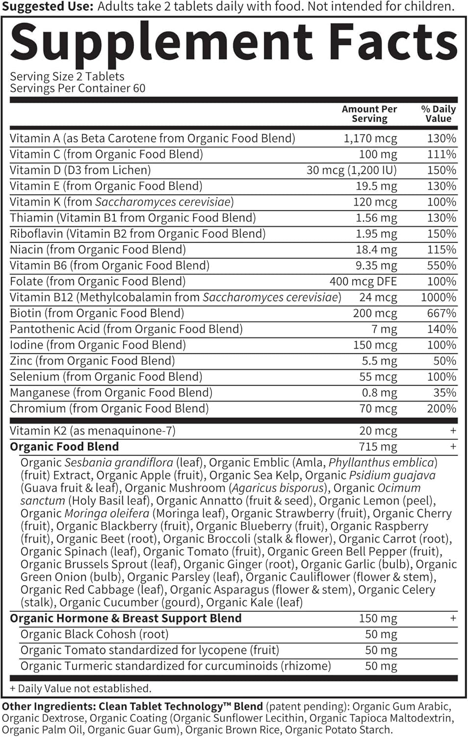 Garden of Life Multivitamin for Women 40 Plus, Organics Womens Vitamins, Hormone & Breast Health Support Blend, Vegan, 120 Tablets