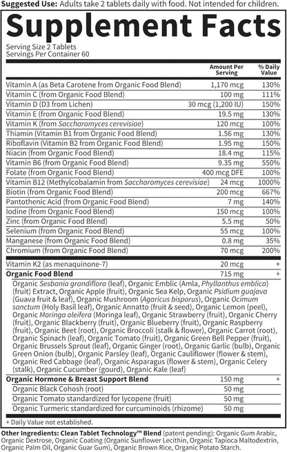 Garden of Life Multivitamin for Women 40 Plus, Organics Womens Vitamins, Hormone & Breast Health Support Blend, Vegan, 120 Tablets