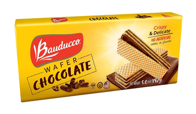 Bauducco Chocolate Wafers - Crispy Wafer Cookies with 3 Delicious, Indulgent, Decadent Layers of Chocolate Flavored Cream - Delicious Sweet Snack or Desert - 5.0 Oz (Pack of 1)