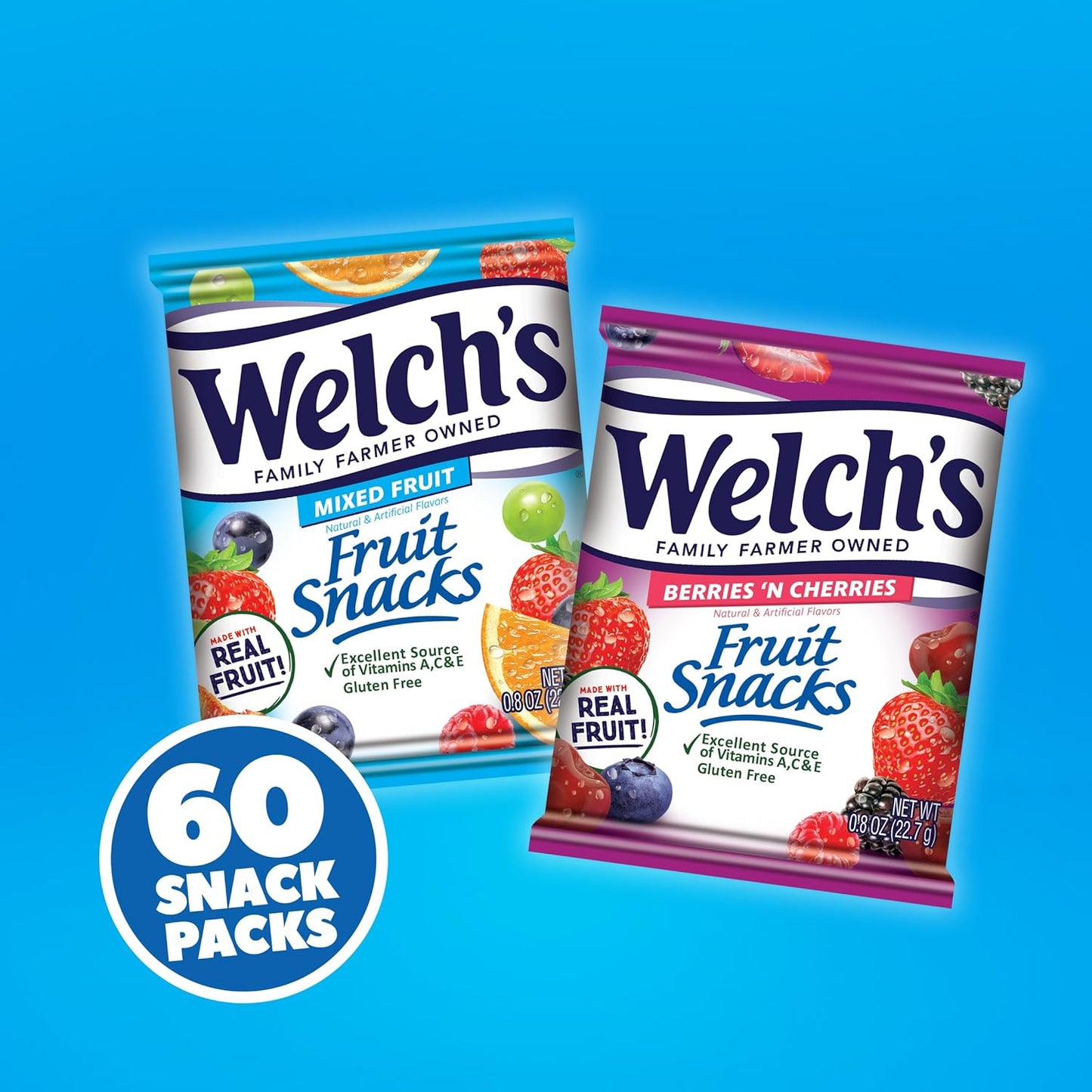 Welch'S Fruit Snacks, Mixed Fruit & Berries ', 0.8 Oz Case of 60