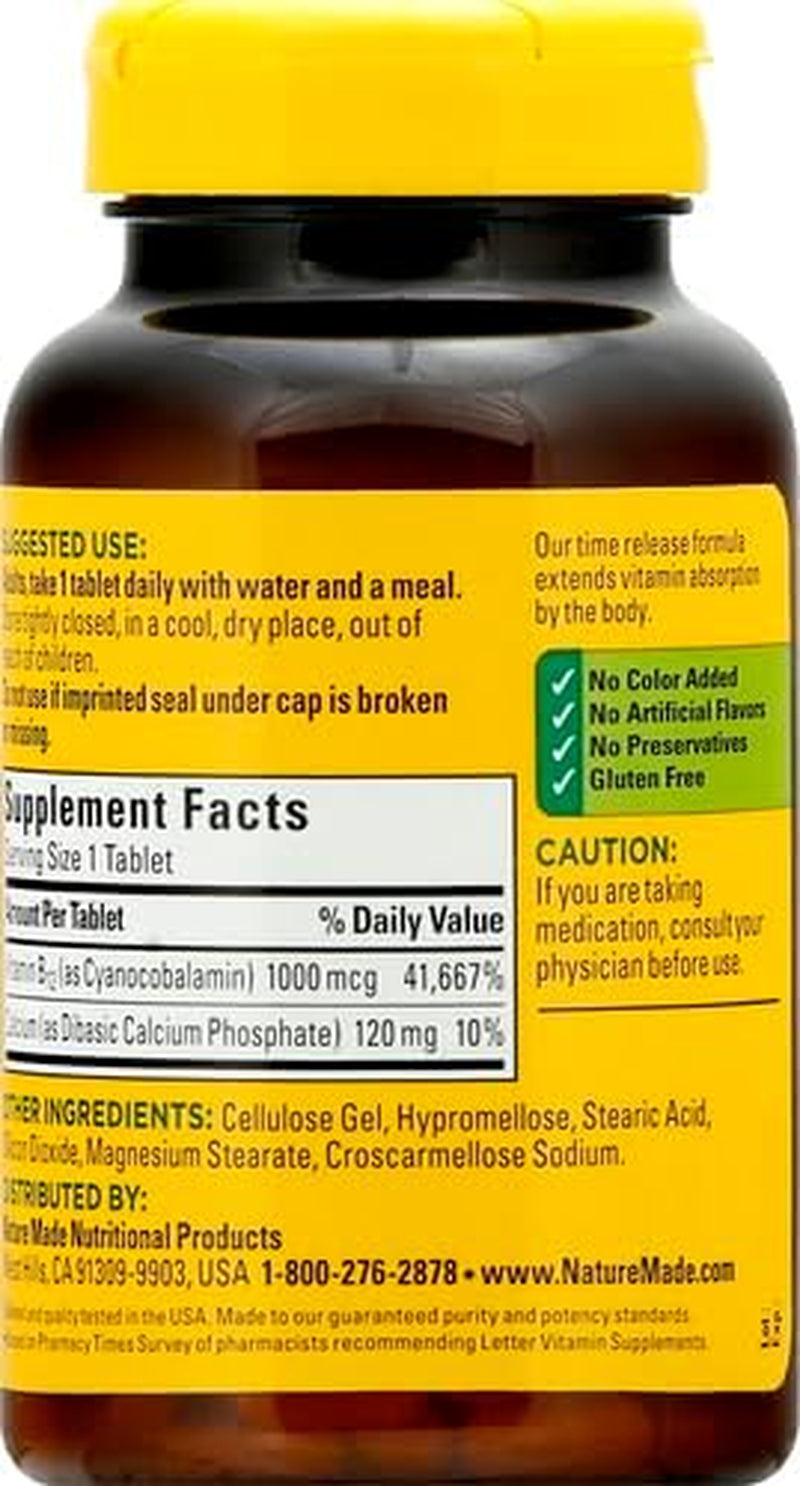 Nature Made Vitamin B12 1000 Mcg, B12 Vitamins, Dietary Supplement for Energy Metabolism Support, 160 Time Release Tablets, 160 Day Supply